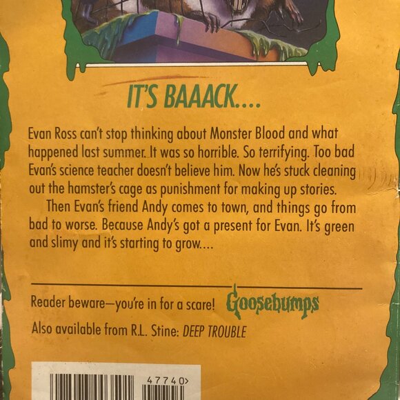 Vintage Book-Goosebumps Monster Blood 2-1994 RL Stine - Picture 4 of 4